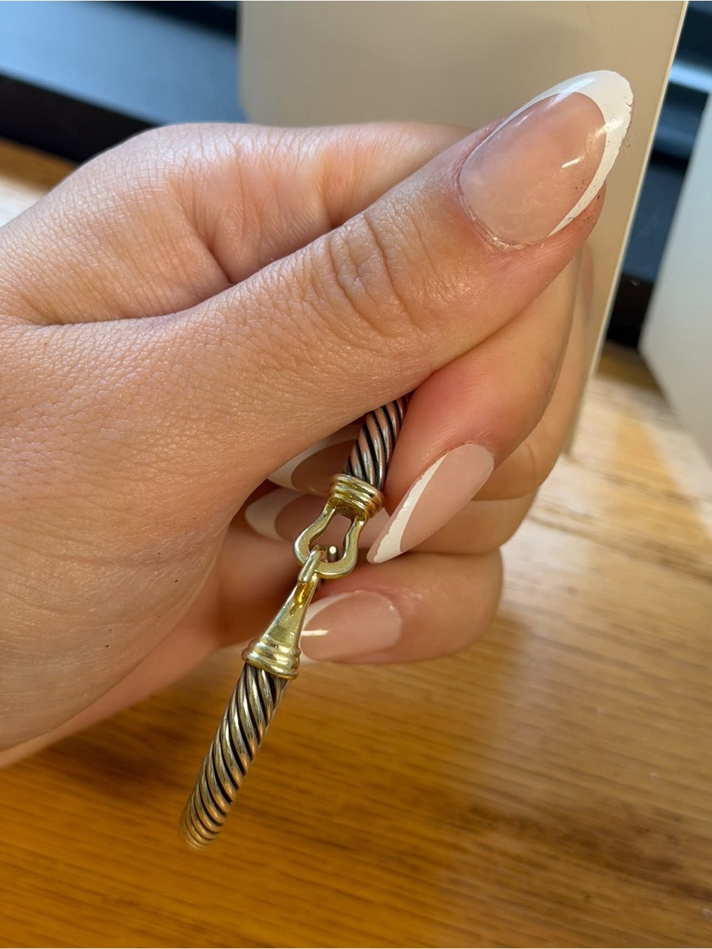 Twisted Rope Hoop Earrings in Silver with 14k Gold clasp